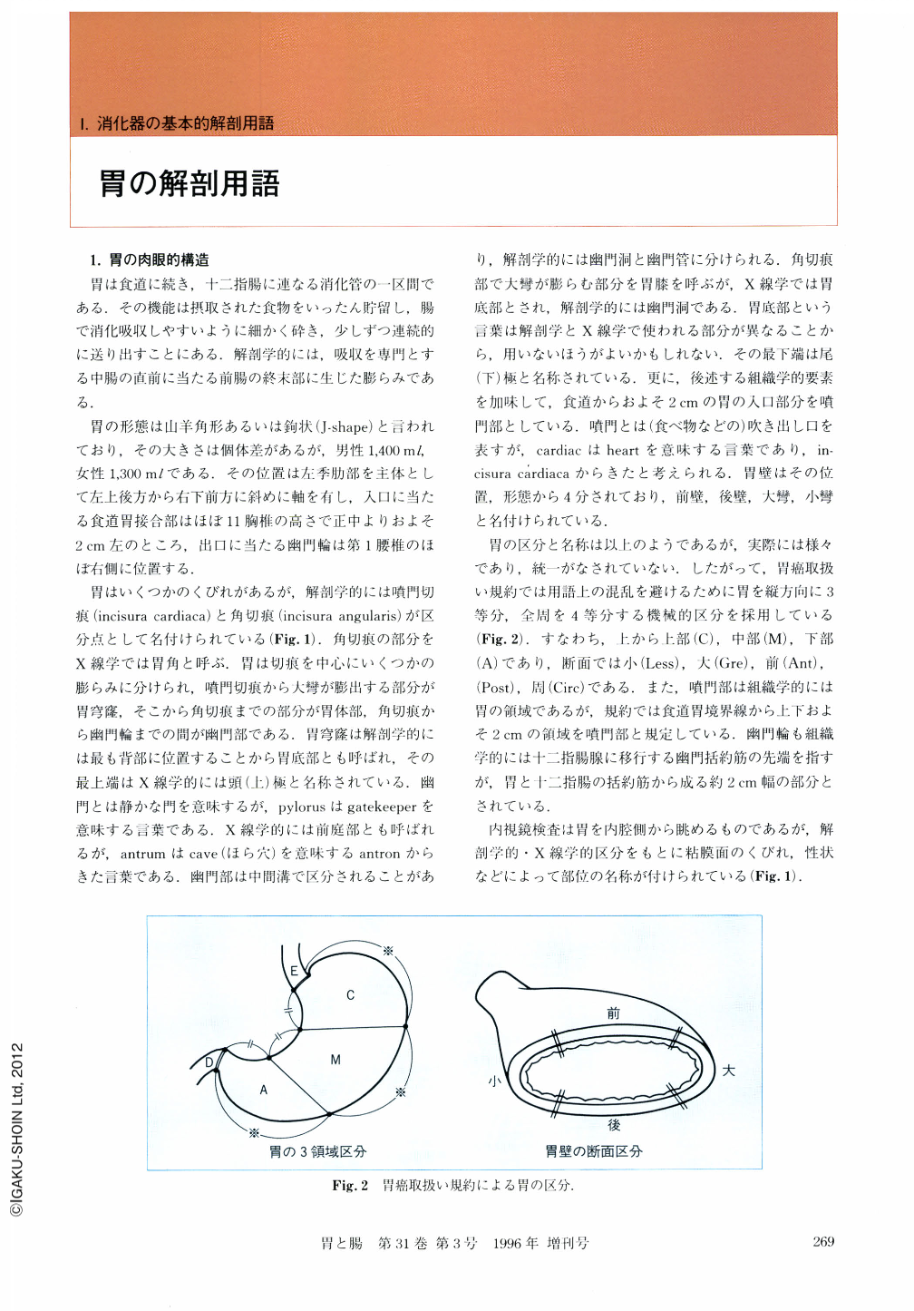 胃の解剖用語 胃と腸 31巻3号 医書 Jp