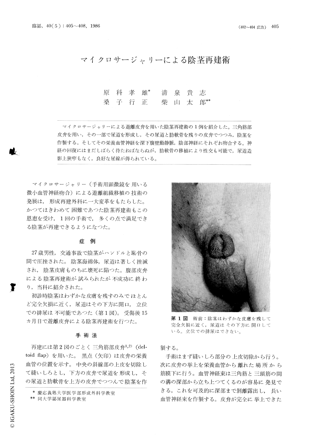 マイクロサージャリーによる陰茎再建術 臨床泌尿器科 40巻5号 医書 Jp