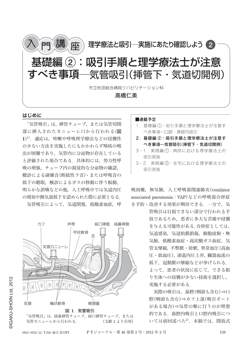 口腔内吸引、気管内吸引のイメージトレーニングに人体解剖図矢状面 訳