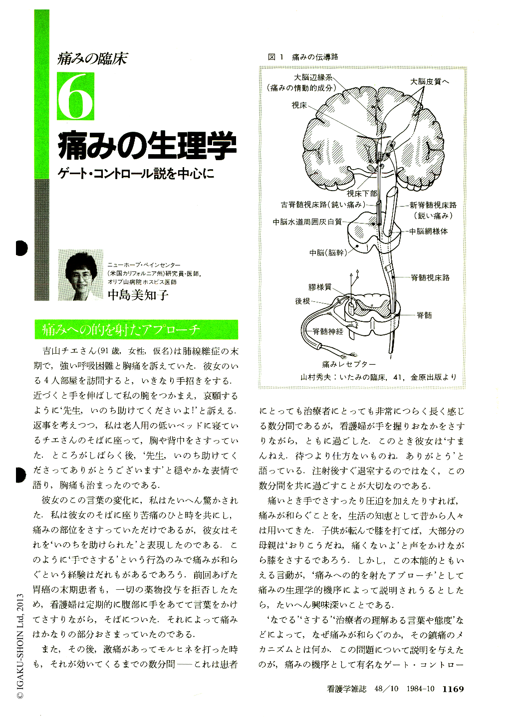 痛みの生理学 ゲート コントロール説を中心に 看護学雑誌 48巻10号 医書 Jp